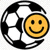 哈哈体育网站标志 - 一个笑脸与足球结合的卡通图案